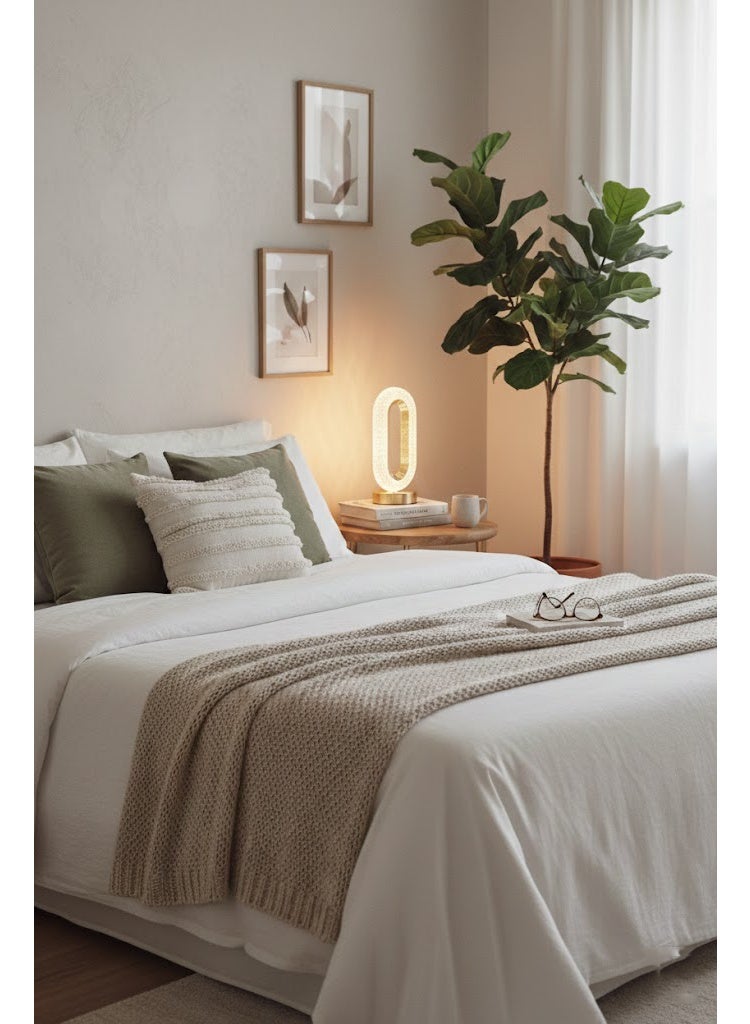 Crystal Modern Oval Light Lamp,Dimmable Touch Lamp with 3 Colors, Rechargeable Night Light with USB Port - Image 5